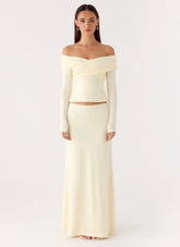 Like A Flower Maxi Skirt - Lemon Yellow