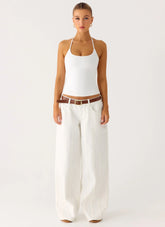Johnny Low Rise Wide Leg Denim Jeans - White