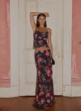 Star Girl Chiffon Maxi Skirt - Midnight Bloom