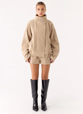 Marlow Faux Suede Jacket - Cream