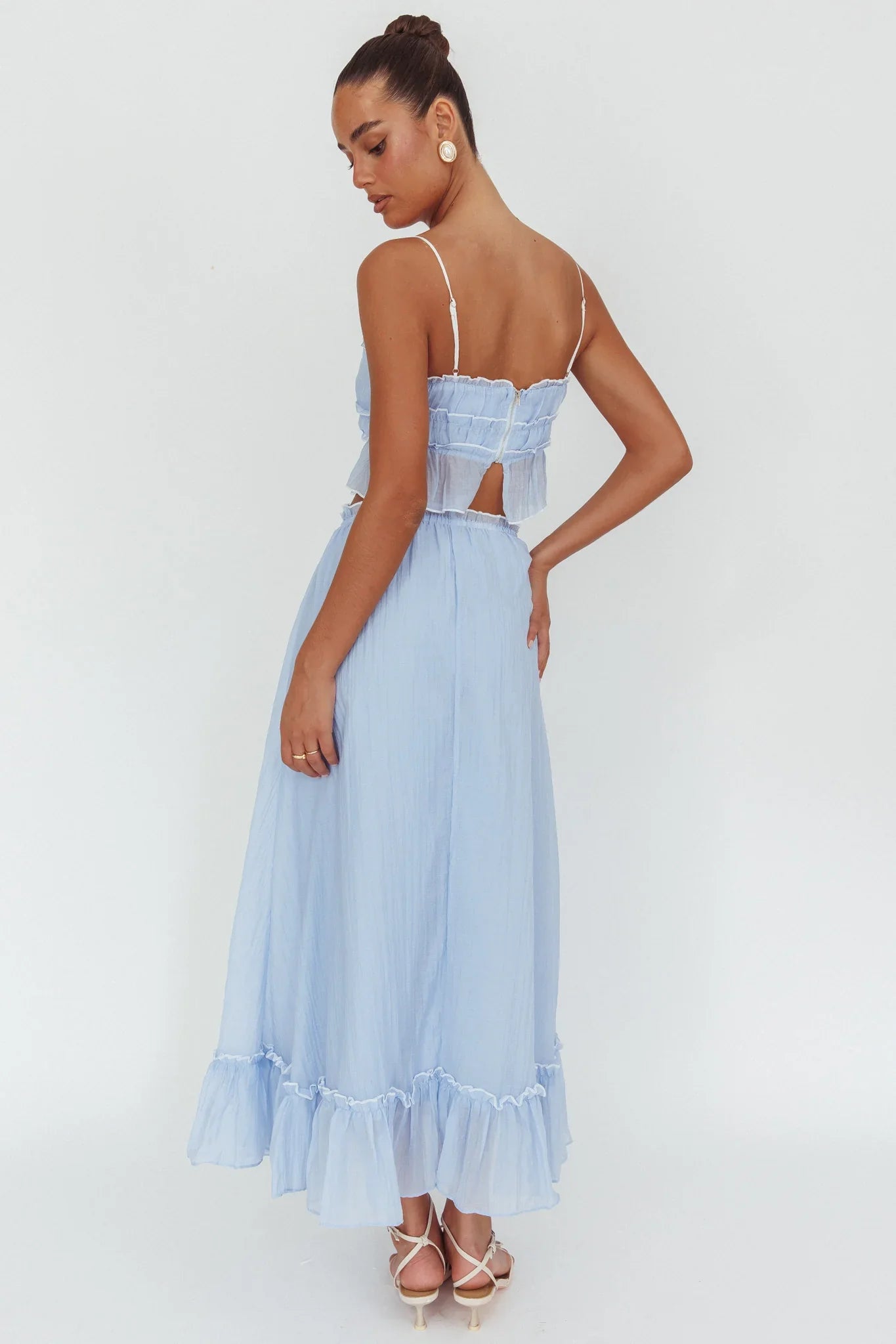 Maidens Tie Detail Overlock Maxi Skirt Cloud Blue
