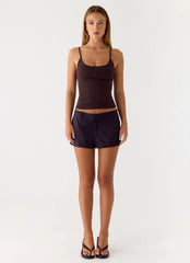 Delong Low Rise Linen Shorts - Black