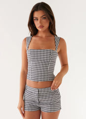Clayton Top - Black Gingham